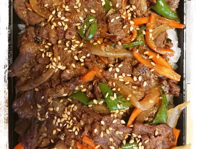 男子お弁当☆コストコのプルコギで肉丼